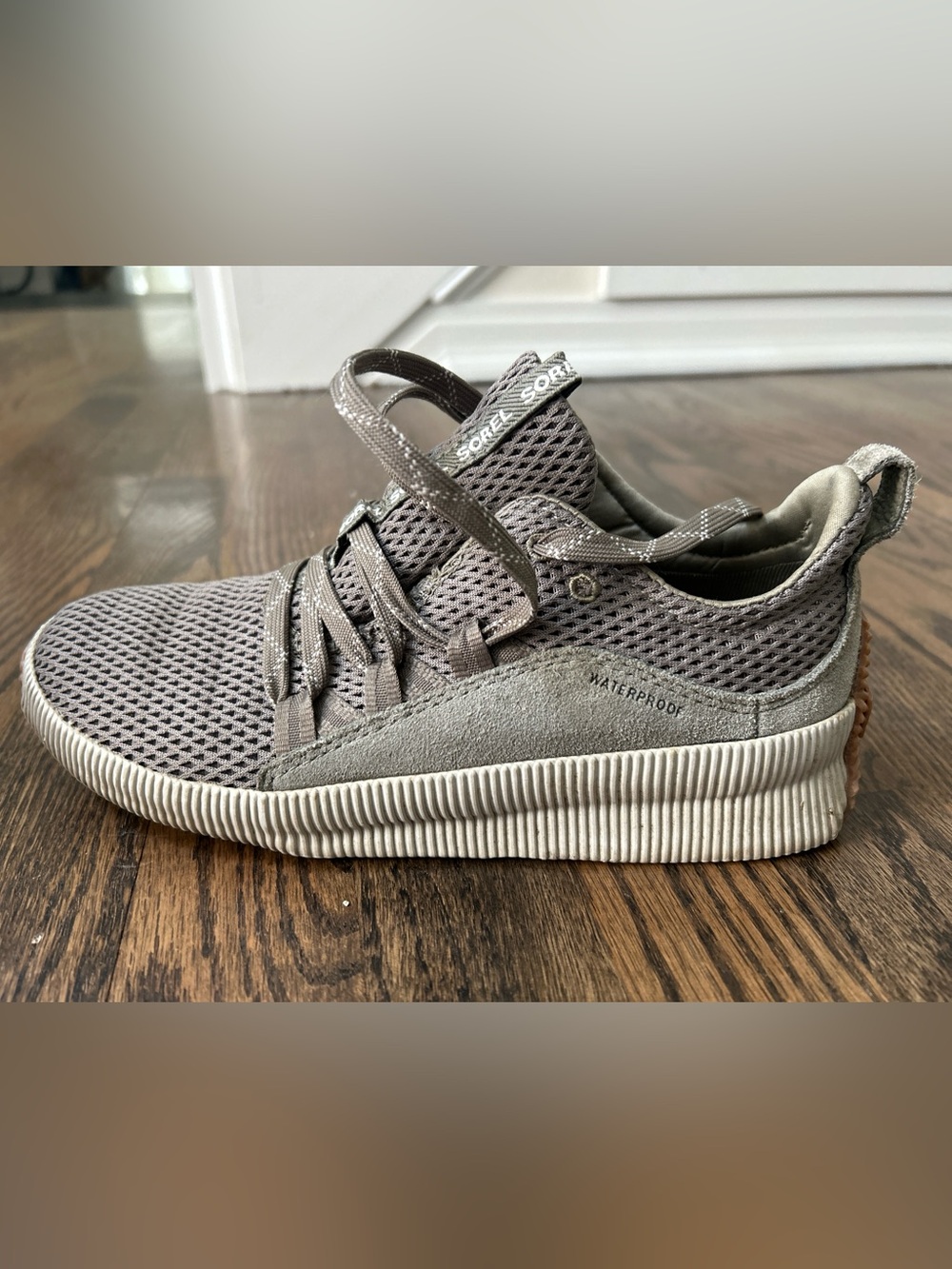 Sorel Waterproof Mesh Sneaker in Taupe/Lt Olive